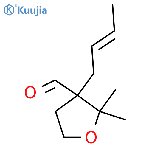 3-(but-2-en-1-yl)-2,2-dimethyloxolane-3-carbaldehyde structure
