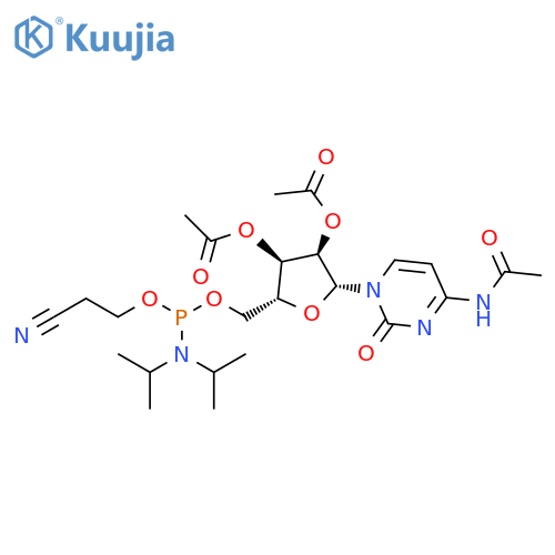 Cytidine, N-acetyl-, 2',3'-diacetate 5'-[2-cyanoethylbis(1-methylethyl)phosphoramidite] structure