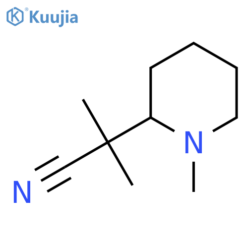 2-methyl-2-(1-methylpiperidin-2-yl)propanenitrile structure