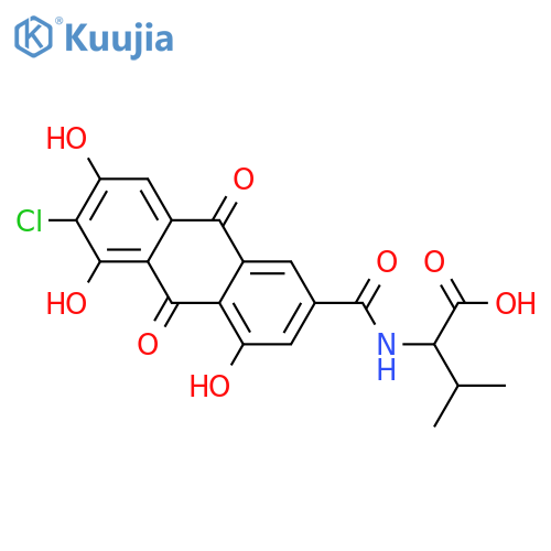 4,5,7-Trihydroxyanthraquinone-2-carboxylic acid; 6-Chloro, L-valine amide structure
