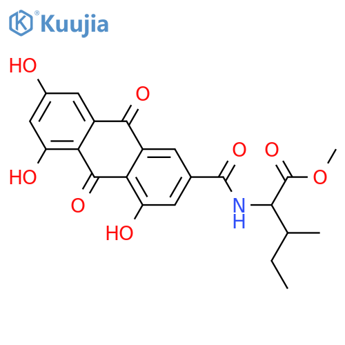 4,5,7-Trihydroxyanthraquinone-2-carboxylic acid; L-Isoleucine amide, Me ester structure