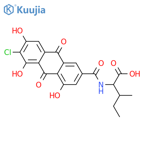 4,5,7-Trihydroxyanthraquinone-2-carboxylic acid; 6-Chloro, L-isoleucine amide structure