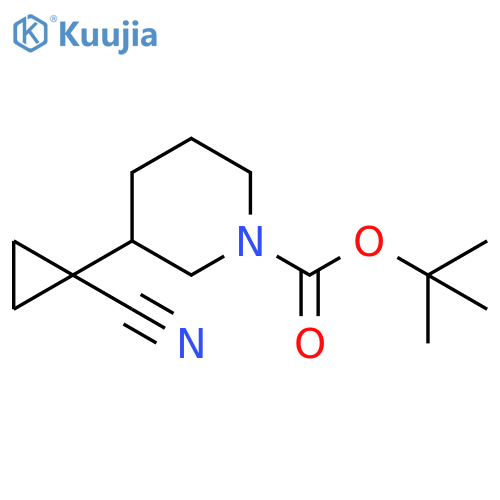 tert-butyl 3-(1-cyanocyclopropyl)piperidine-1-carboxylate structure