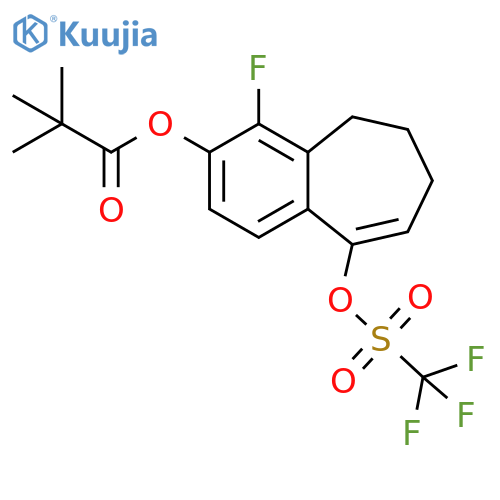 4-Fluoro-9-(((trifluoromethyl)sulfonyl)oxy)-6,7-dihydro-5H-benzo[7]annulen-3-yl pivalate structure