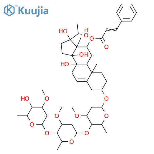 Pregn-5-ene-3,8,12,14,17,20-hexol; (3β,12β,14β,17βOH,20S)-form, 12-E-Cinnamoyl, 3-O-[β-D-oleandropyranosyl-(1→4)-β-D-oleandropyranosyl-(1→4)-β-D-cymaropyranoside] structure