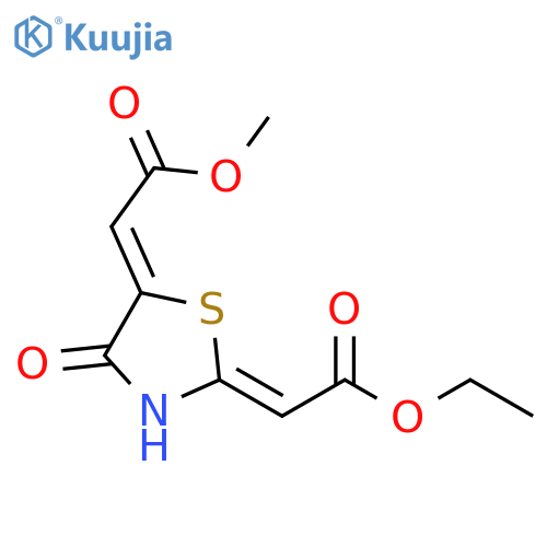 Acetic acid,[(2Z)-2-(2-ethoxy-2-oxoethylidene)-4-oxo-5-thiazolidinylidene]-, methylester, (2Z)- structure