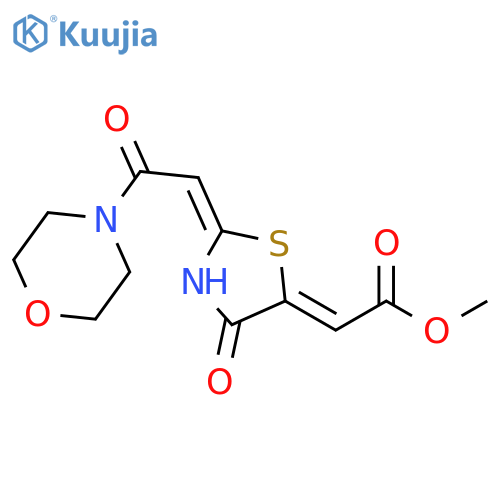 Acetic acid,[(2E)-2-[2-(4-morpholinyl)-2-oxoethylidene]-4-oxo-5-thiazolidinylidene]-,methyl ester, (2Z)- structure