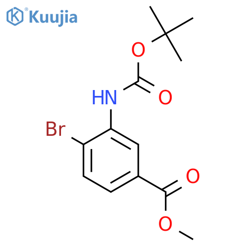 methyl 4-bromo-3-{(tert-butoxy)carbonylamino}benzoate structure