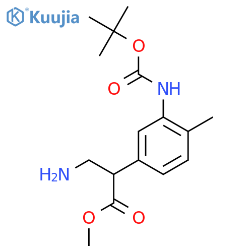 methyl 3-amino-2-(3-{(tert-butoxy)carbonylamino}-4-methylphenyl)propanoate structure