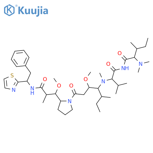(2S,3S)-2-dimethylamino-N-[(2S)-2-[[(2R)-2-methoxy-4-[(2S)-2-[(2R)-1-methoxy-2-methyl-3-oxo-3-[[(1R)-2-phenyl-1-thiazol-2-yl-ethyl]amino]propyl]pyrrolidin-1-yl]-4-oxo-1-sec-butyl-butyl]-methyl-amino]-3-methyl-butanoyl]-3-methyl-pentanamide structure