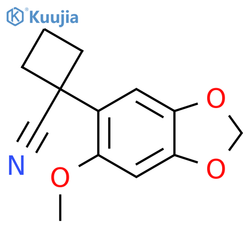 1-(6-methoxy-1,3-dioxaindan-5-yl)cyclobutane-1-carbonitrile structure