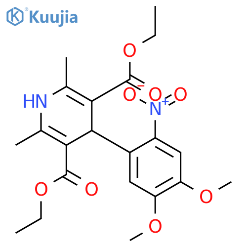3,5-Pyridinedicarboxylicacid, 4-(4,5-dimethoxy-2-nitrophenyl)-1,4-dihydro-2,6-dimethyl-, 3,5-diethylester structure