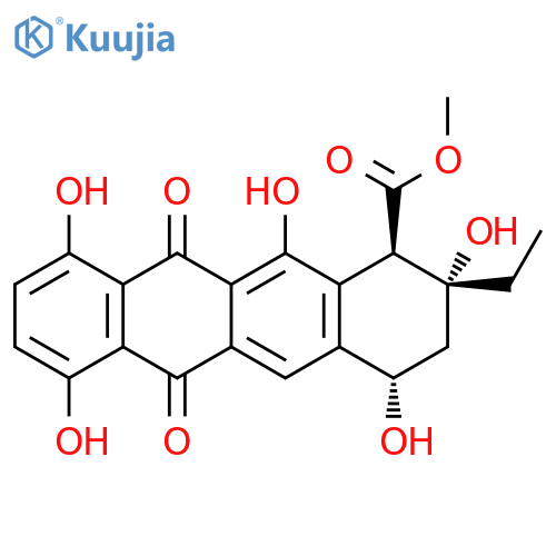 (1R)-2-Ethyl-1,2,3,4,6,11-hexahydro-2α,4α,7,10,12-pentahydroxy-6,11-dioxo-1β-naphthacenecarboxylic acid methyl ester structure