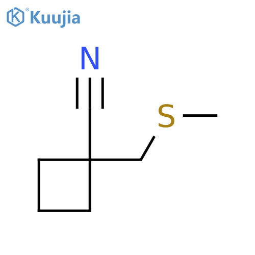 1-(methylsulfanyl)methylcyclobutane-1-carbonitrile structure