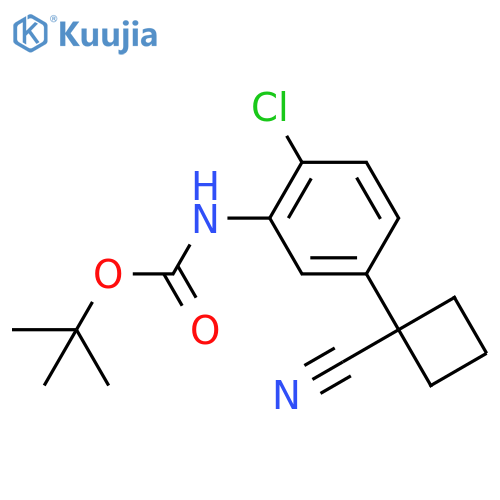 tert-butyl N-2-chloro-5-(1-cyanocyclobutyl)phenylcarbamate structure