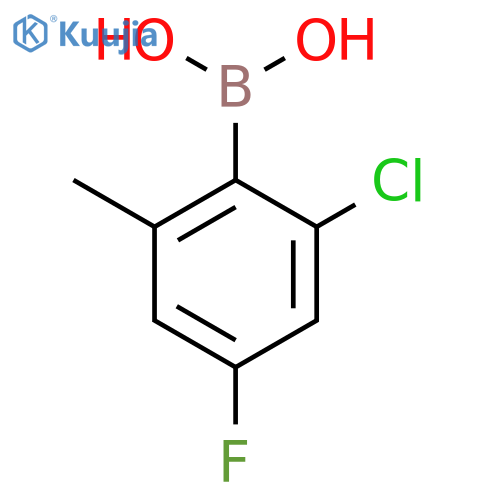 2-Chloro-4-fluoro-6-methylphenylboronic acid structure