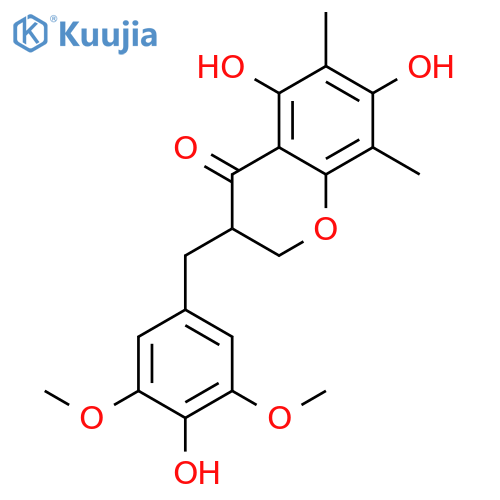 5,7-Dihydroxy-3-(4-hydroxy-3,5- dimethoxybenzyl)-6,8-dimethylchroman-4-one structure