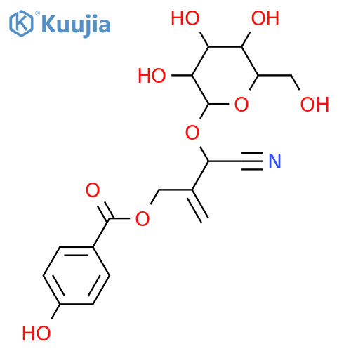 2-Hydroxy-3-hydroxymethyl-3-butenoic acid; (R)-form, Nitrile, 5-O-(4-hydroxybenzoyl), 2-O-β-D-glucopyranoside structure