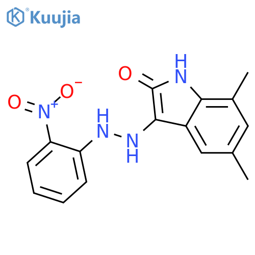 5,7-dimethyl-3-[2-(2-nitrophenyl)hydrazinyl]indol-2-one structure