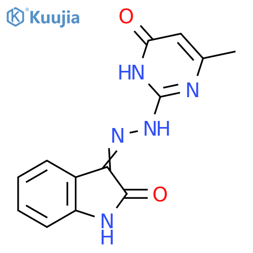 1H-Indole-2,3-dione,3-[2-(1,6-dihydro-4-methyl-6-oxo-2-pyrimidinyl)hydrazone] structure