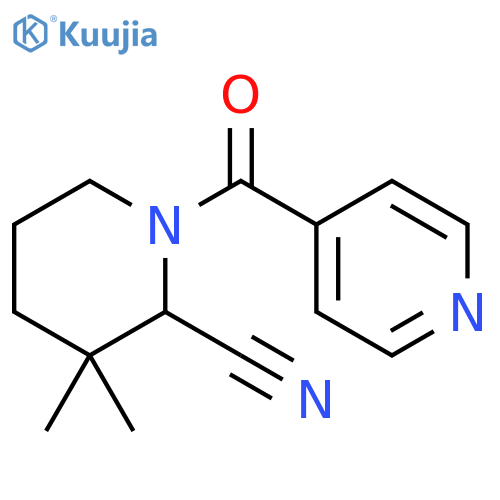 3,3-Dimethyl-1-(4-pyridinylcarbonyl)-2-piperidinecarbonitrile structure