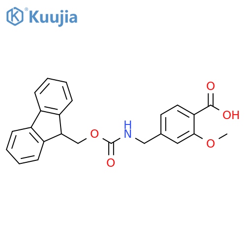 4-[({[(9H-fluoren-9-yl)methoxy]carbonyl}amino)methyl]-2-methoxybenzoic acid structure
