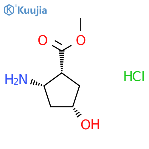 rac-methyl (1R,2S,4S)-2-amino-4-hydroxycyclopentane-1-carboxylate hydrochloride structure