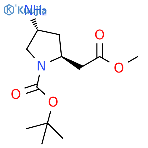 tert-butyl (2S,4R)-4-amino-2-(2-methoxy-2-oxoethyl)pyrrolidine-1-carboxylate structure