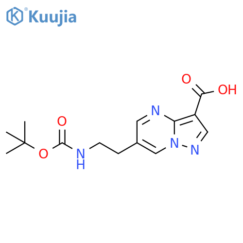 6-(2-{[(tert-butoxy)carbonyl]amino}ethyl)pyrazolo[1,5-a]pyrimidine-3-carboxylic acid structure