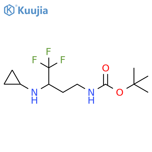 tert-butyl N-[3-(cyclopropylamino)-4,4,4-trifluorobutyl]carbamate structure