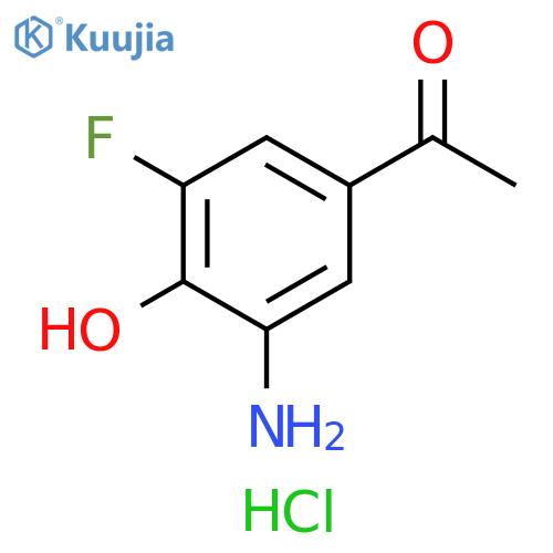 1-(3-amino-5-fluoro-4-hydroxyphenyl)ethan-1-one hydrochloride structure