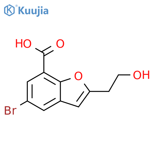 5-bromo-2-(2-hydroxyethyl)-1-benzofuran-7-carboxylic acid structure