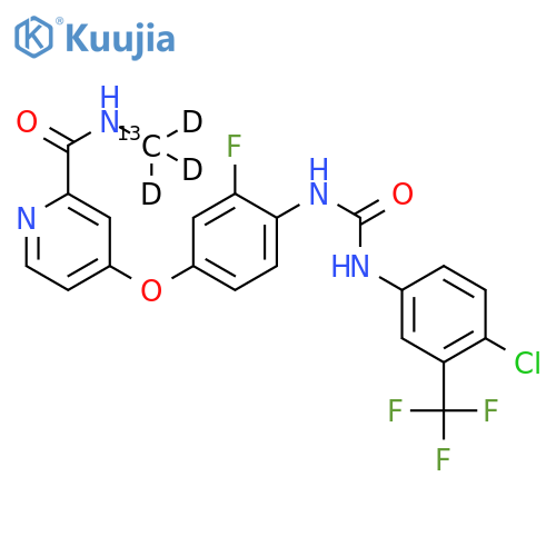 4-[4-[[[[4-chloro-3-(trifluoromethyl)phenyl]amino]carbonyl]amino]-3-fluorophenoxy]-N-(methyl-13C-d3)-2-pyridinecarboxamide structure
