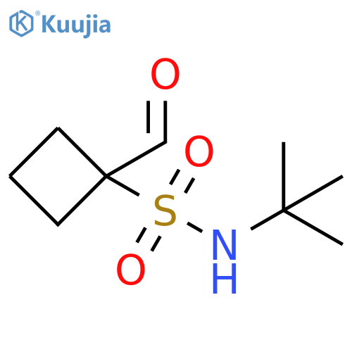 N-tert-butyl-1-formylcyclobutane-1-sulfonamide structure