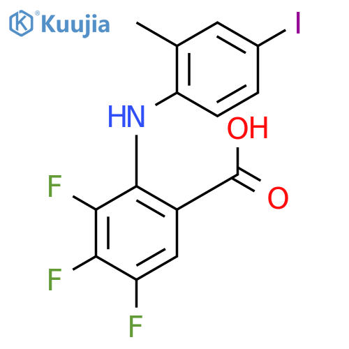 Benzoic acid, 3,4,5-trifluoro-2-[(4-iodo-2-methylphenyl)amino]- structure