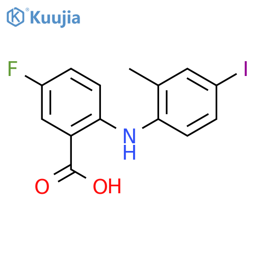 Benzoic acid, 5-fluoro-2-[(4-iodo-2-methylphenyl)amino]- structure