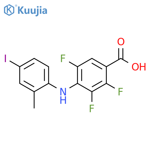 Benzoic acid, 2,3,5-trifluoro-4-[(4-iodo-2-methylphenyl)amino]- structure