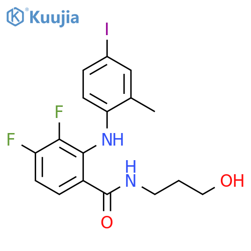 Benzamide,3,4-difluoro-N-(3-hydroxypropyl)-2-[(4-iodo-2-methylphenyl)amino]- structure