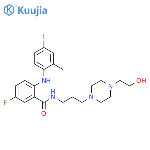Benzamide,5-fluoro-N-[3-[4-(2-hydroxyethyl)-1-piperazinyl]propyl]-2-[(4-iodo-2-methylphenyl)amino]- structure