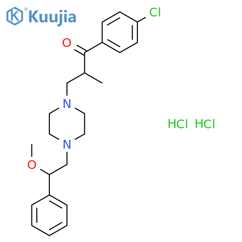 1-(4-chlorophenyl)-3-[4-(2-methoxy-2-phenylethyl)piperazin-1-yl]-2-methylpropan-1-one dihydrochloride structure