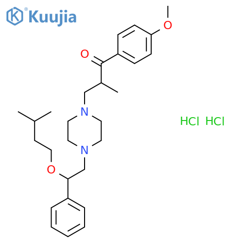 1-(4-methoxyphenyl)-2-methyl-3-{4-[2-(3-methylbutoxy)-2-phenylethyl]piperazin-1-yl}propan-1-one dihydrochloride structure