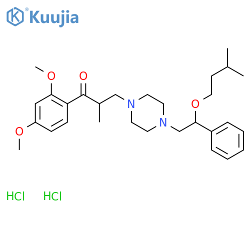 1-(2,4-dimethoxyphenyl)-2-methyl-3-{4-[2-(3-methylbutoxy)-2-phenylethyl]piperazin-1-yl}propan-1-one dihydrochloride structure