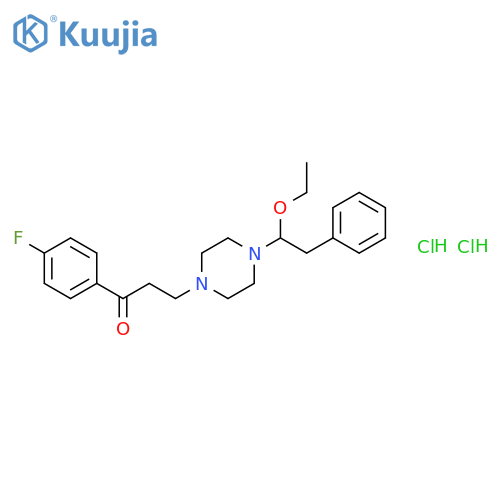 3-[4-(1-ethoxy-2-phenylethyl)piperazin-1-yl]-1-(4-fluorophenyl)propan-1-one dihydrochloride structure