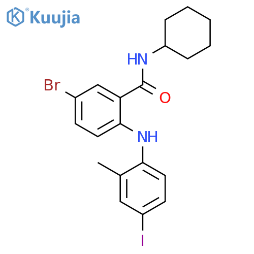 Benzamide, 5-bromo-N-cyclohexyl-2-[(4-iodo-2-methylphenyl)amino]- structure