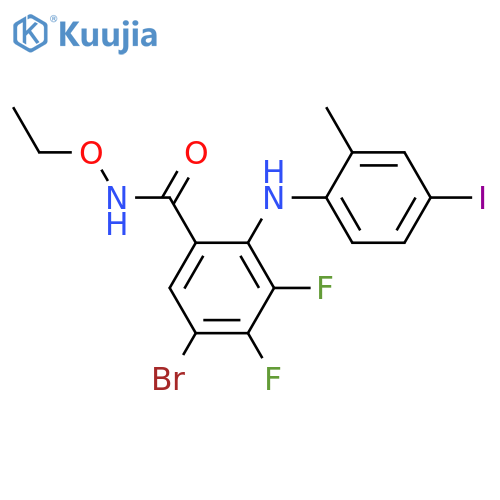 Benzamide,5-bromo-N-ethoxy-3,4-difluoro-2-[(4-iodo-2-methylphenyl)amino]- structure