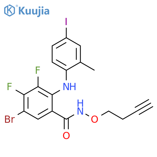 Benzamide,5-bromo-N-(3-butynyloxy)-3,4-difluoro-2-[(4-iodo-2-methylphenyl)amino]- structure