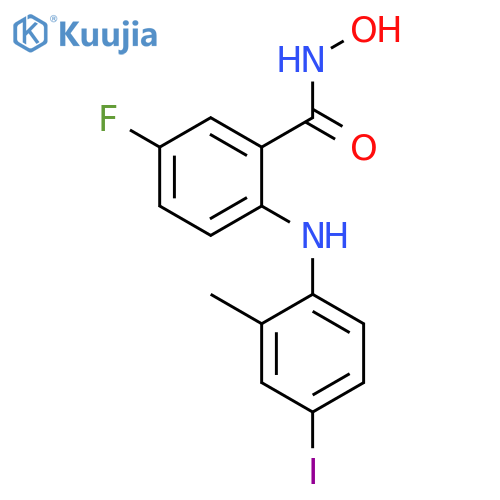 Benzamide, 5-fluoro-N-hydroxy-2-[(4-iodo-2-methylphenyl)amino]- structure