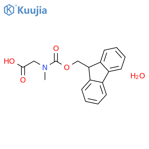 2-((((9H-Fluoren-9-YL)methoxy)carbonyl)(methyl)amino)acetic acid hydrate structure