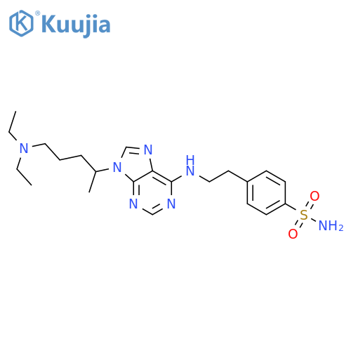 4-[2-[[9-[5-(diethylamino)pentan-2-yl]purin-6-yl]amino]ethyl]benzenesulfonamide;hydrochloride structure