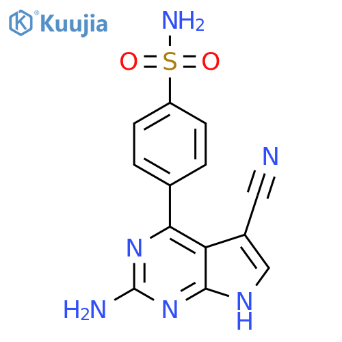 4-{2-amino-5-cyano-7H-pyrrolo2,3-dpyrimidin-4-yl}benzene-1-sulfonamide structure